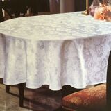 White damask tablecloth with flower pattern