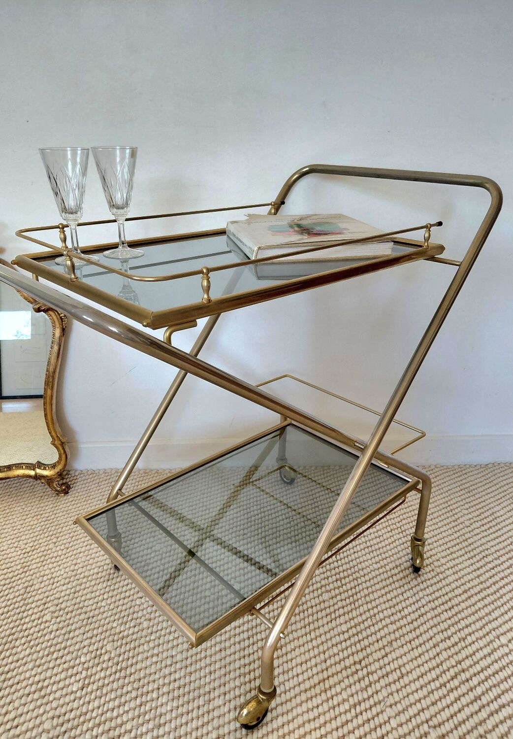 Desserte de bar pliante "Hollywood Regency"-Design Italien
