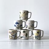 Set of 6 antique ceramic cups / mugs, refined floral patterns Made in China