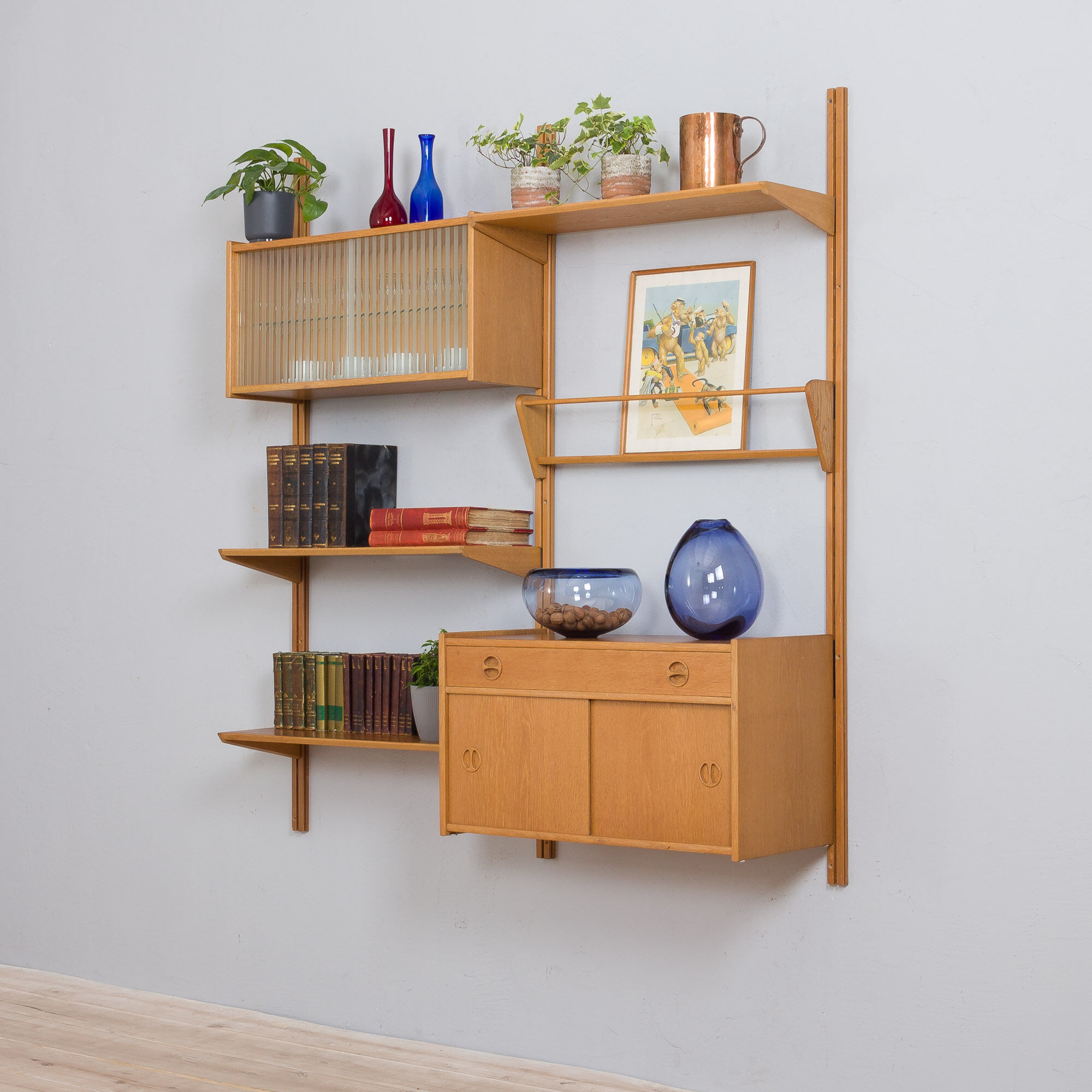 Two-bay oak wall unit by Sven Andersen, Norway 1970