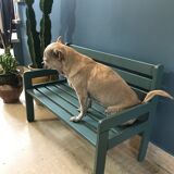 Slatted bench bluish green for children