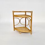 Vintage rattan corner shelf 60