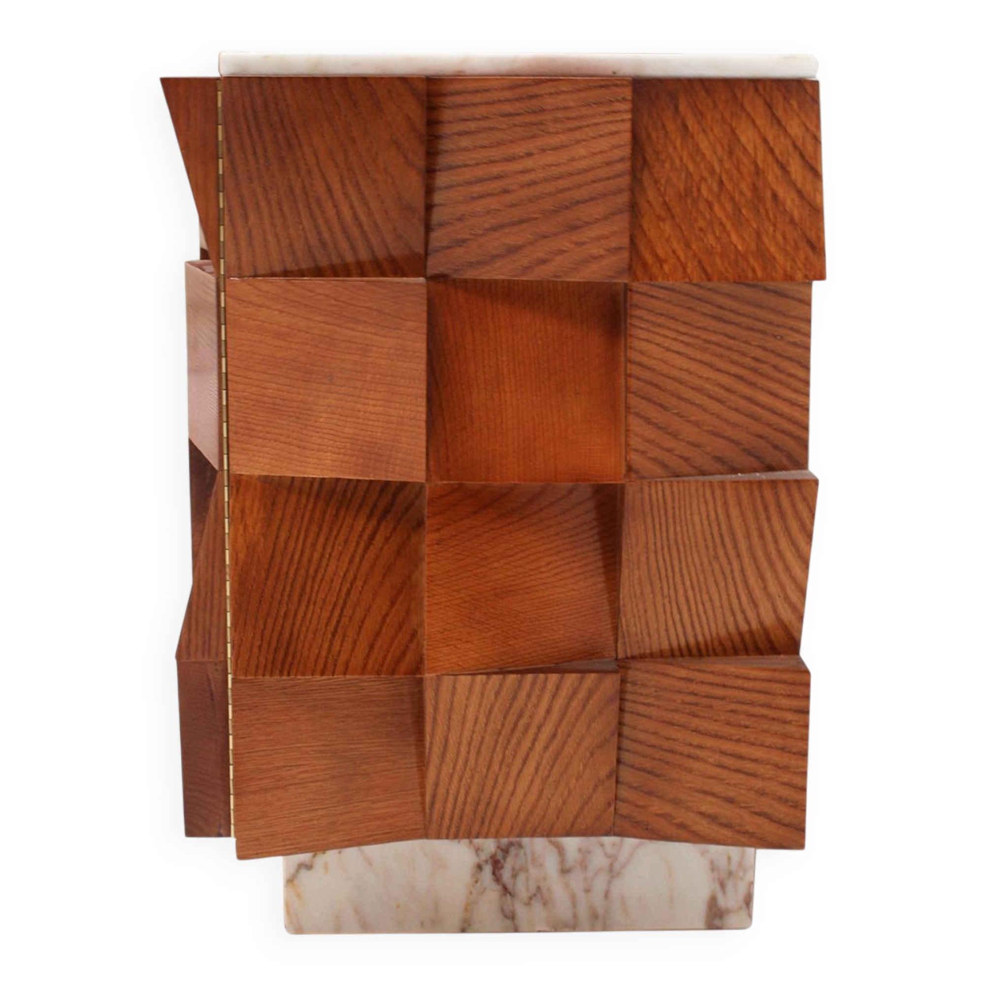 Brutalist Style Sideboard Made of Wood and Siena Marble, Italy