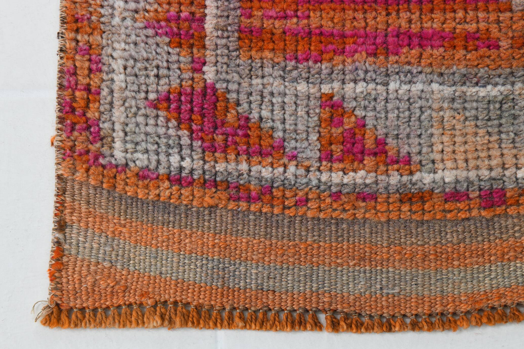 Orange & Green Turkish Runner Rug, 84x368Cm
