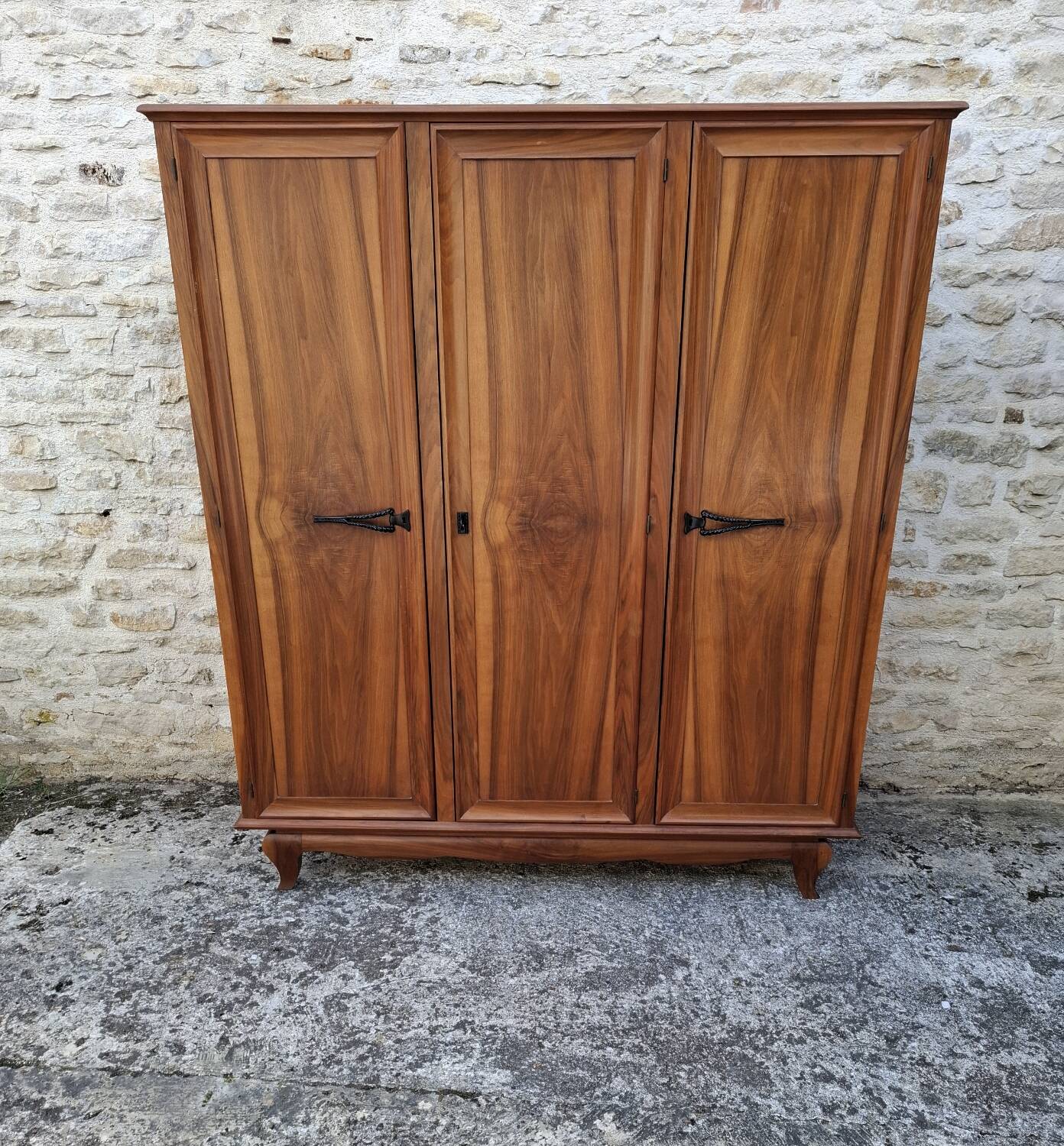 3-door walnut wardrobe