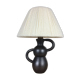 Black ceramic lamp Henri Chatard, 50s, wool lampshade