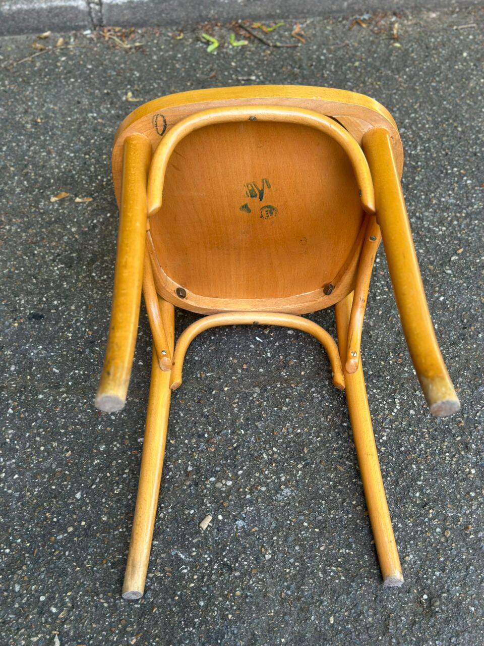 1960s light wood bistro chair signed