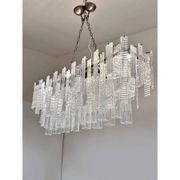 Contemporary Italian Rectangular Strip “Listelli” Murano Glass Chandelier b