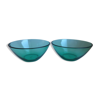 Duo of small green bowls Vereco 70s