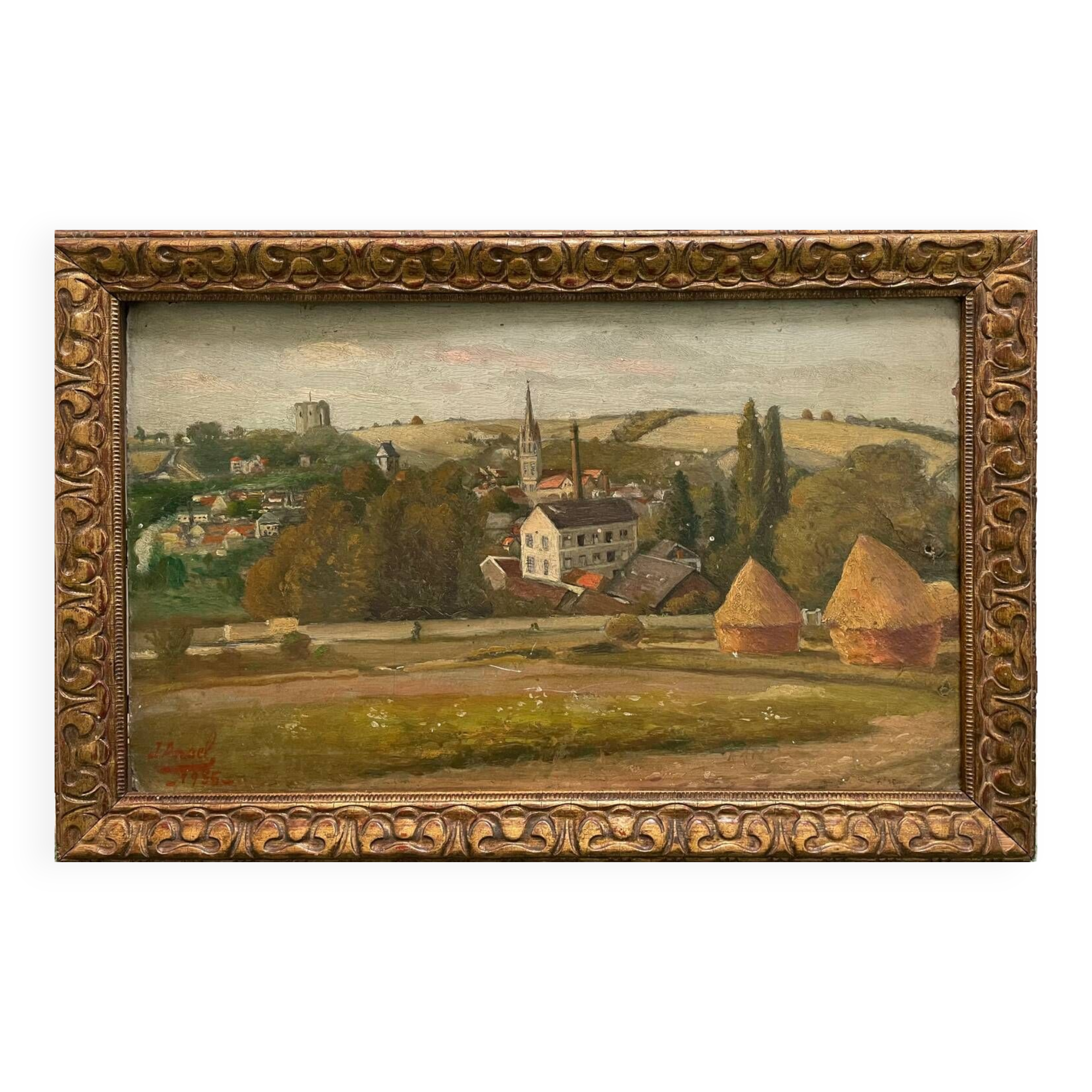 Painting view of Palaiseau J.Ansel 1955