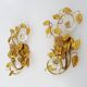 Paire d'appliques murales italienne feuillage doré à la feuille d'or, années 70-80