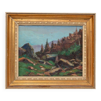 Mid 20th Century Impressionist Style Landscape Oil Painting