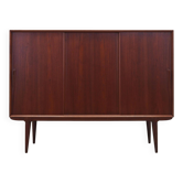 Buffet haut en teck, design danois, années 1970, fabricant : Omann Jun