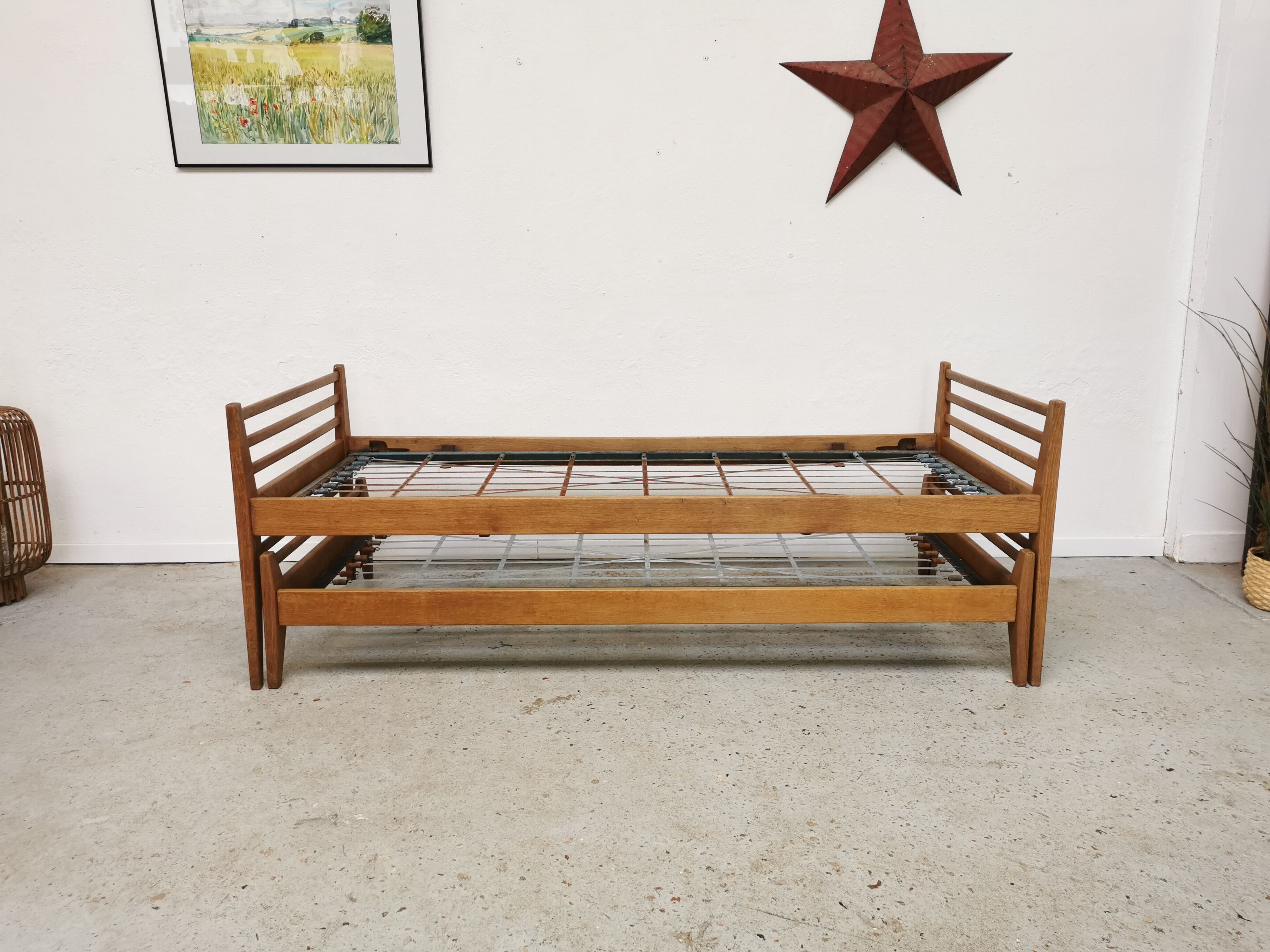 Pair of vintage beds Marcel Gascoin 1950