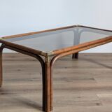 Bamboo and glass coffee table