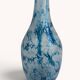Brutalist Blue and White Reactive Art Glass Vase, Europe, 1970s