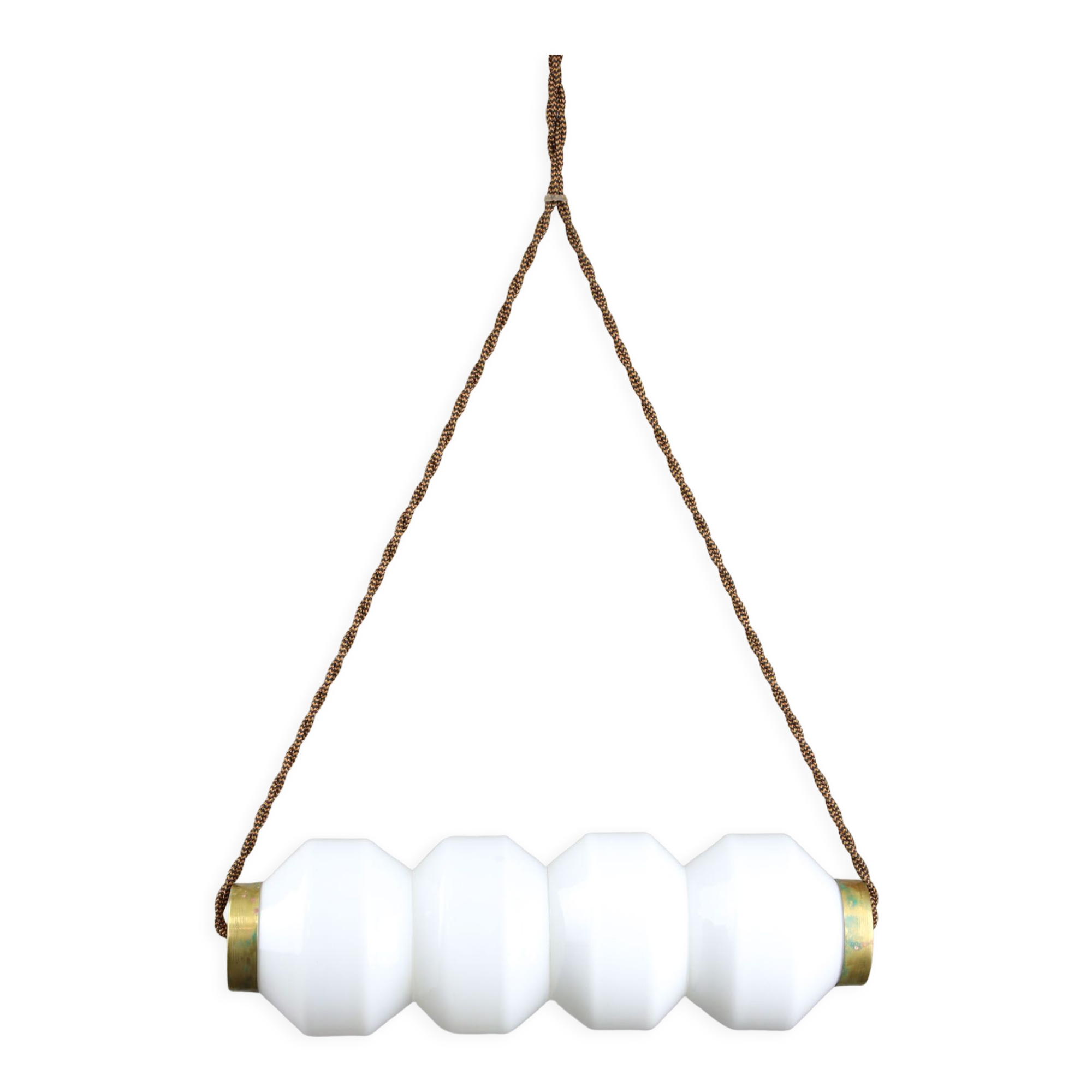 Mid-century opaline & brass pendant lamp