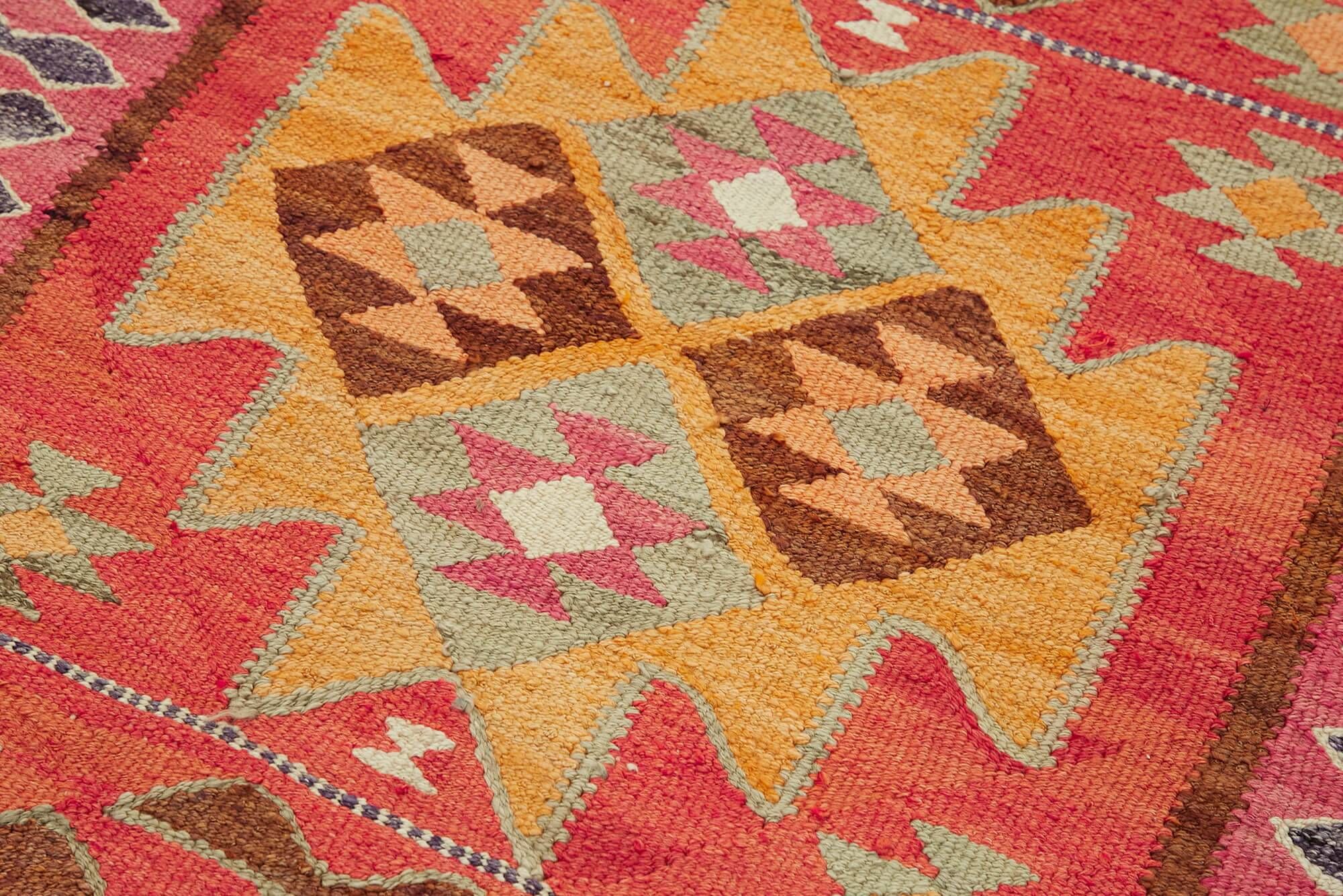 Turkish Handwoven Vintage Herki Kilim 98 cm x 320 cm