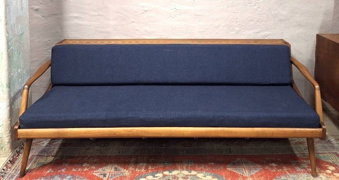 Danish teak convertible daybed sofa with backrest compartment, 1960s