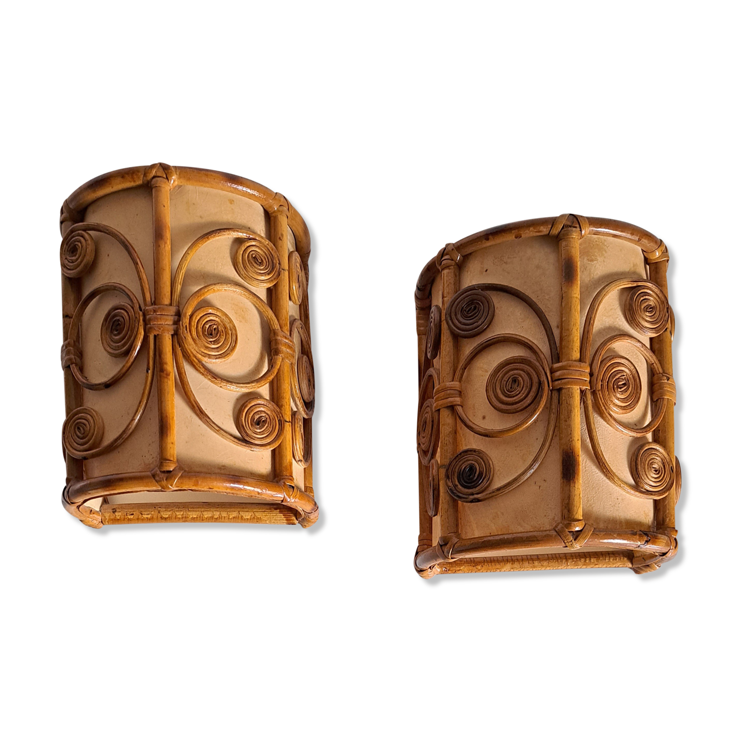 Pair of bamboo sconces