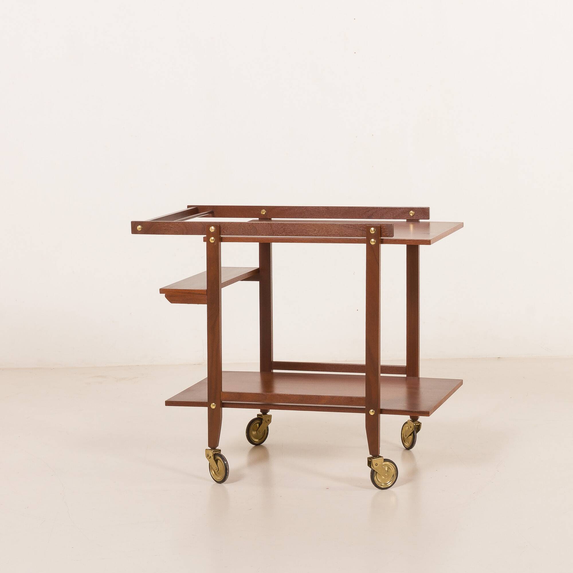 Teak bar cart, serving trolley, 1960s
