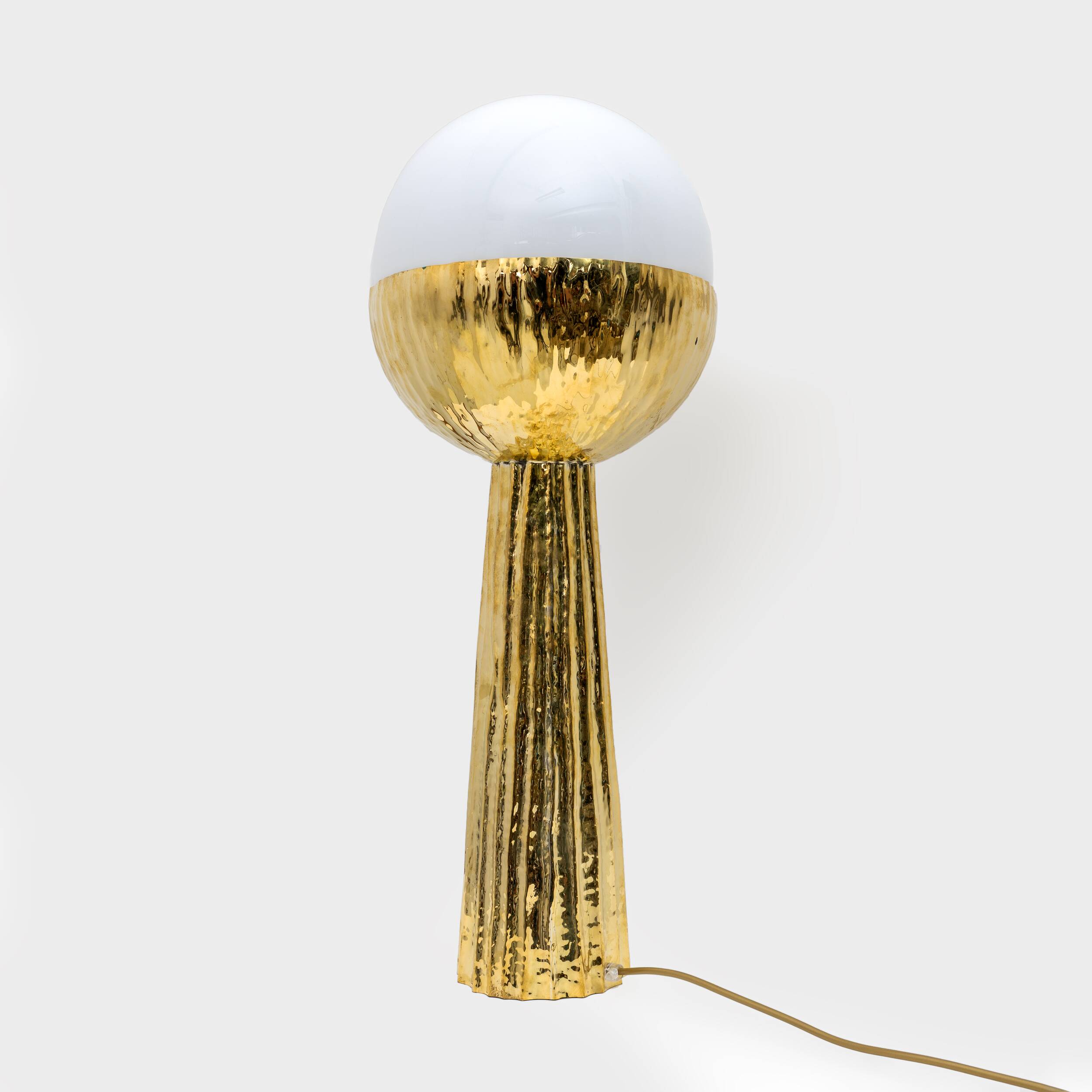 Pair of Modern Italian Brass and Opaline Glass Table Lamps