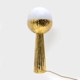 Pair of Modern Italian Brass and Opaline Glass Table Lamps