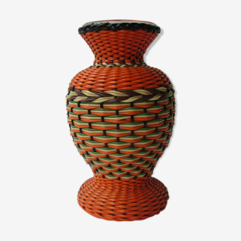 vintage scoubidou vase in wires and glass