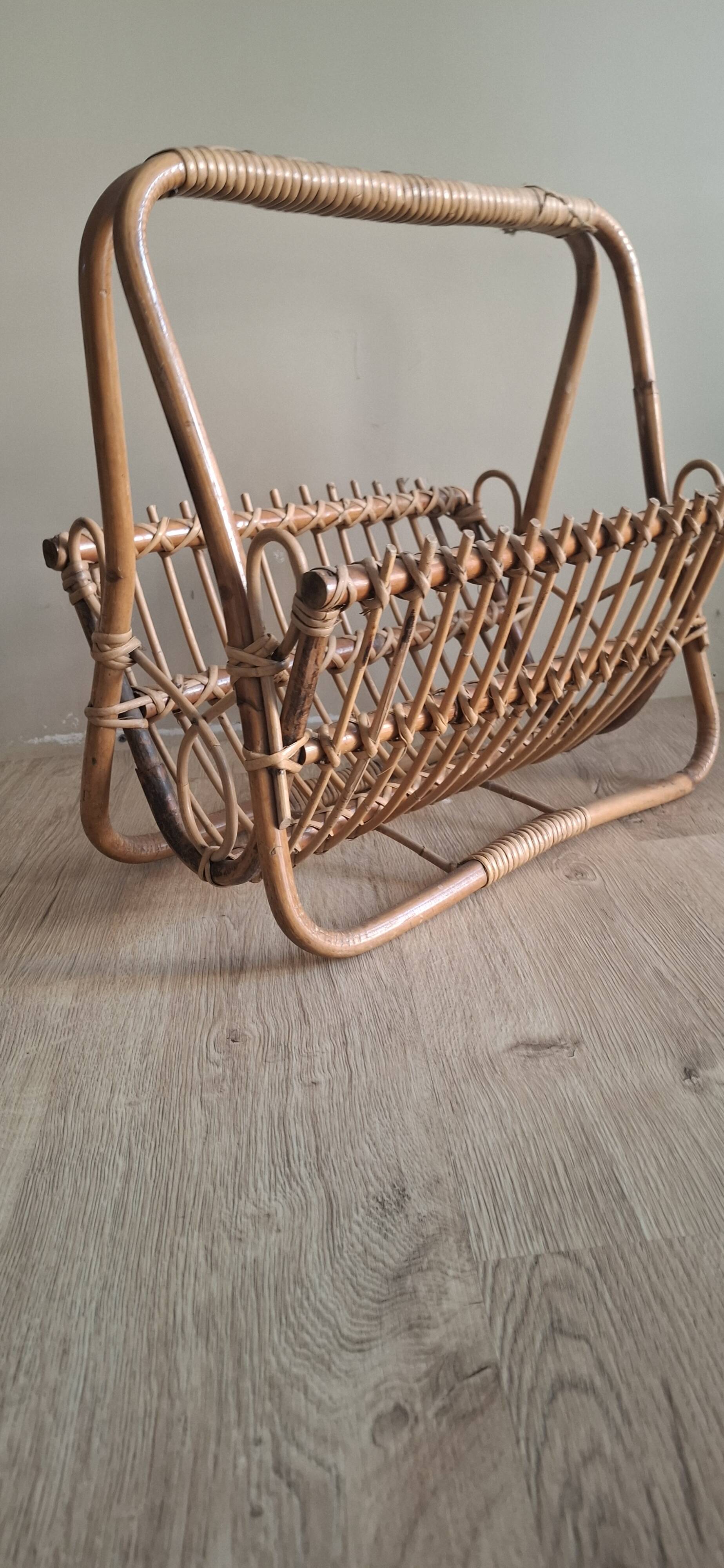 Rattan magazine rack