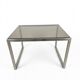 Table basse en métal brossé dessus verre fumé, années 70/80