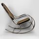 Modernist Rocking Chair in Blackened Wood, Canework and Chrome Frame, 1960-70