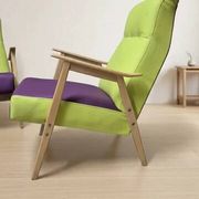 Pair of restored vintage armchairs, green and purple upholstery