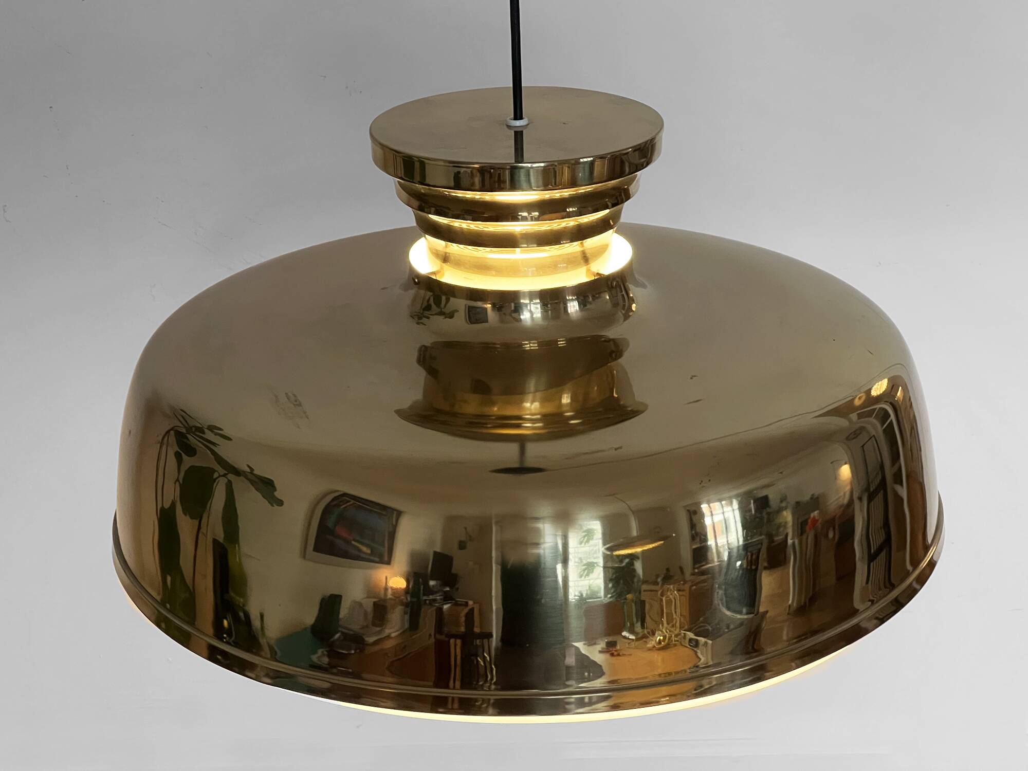 Large brass pendant light. Sweden 1960s
