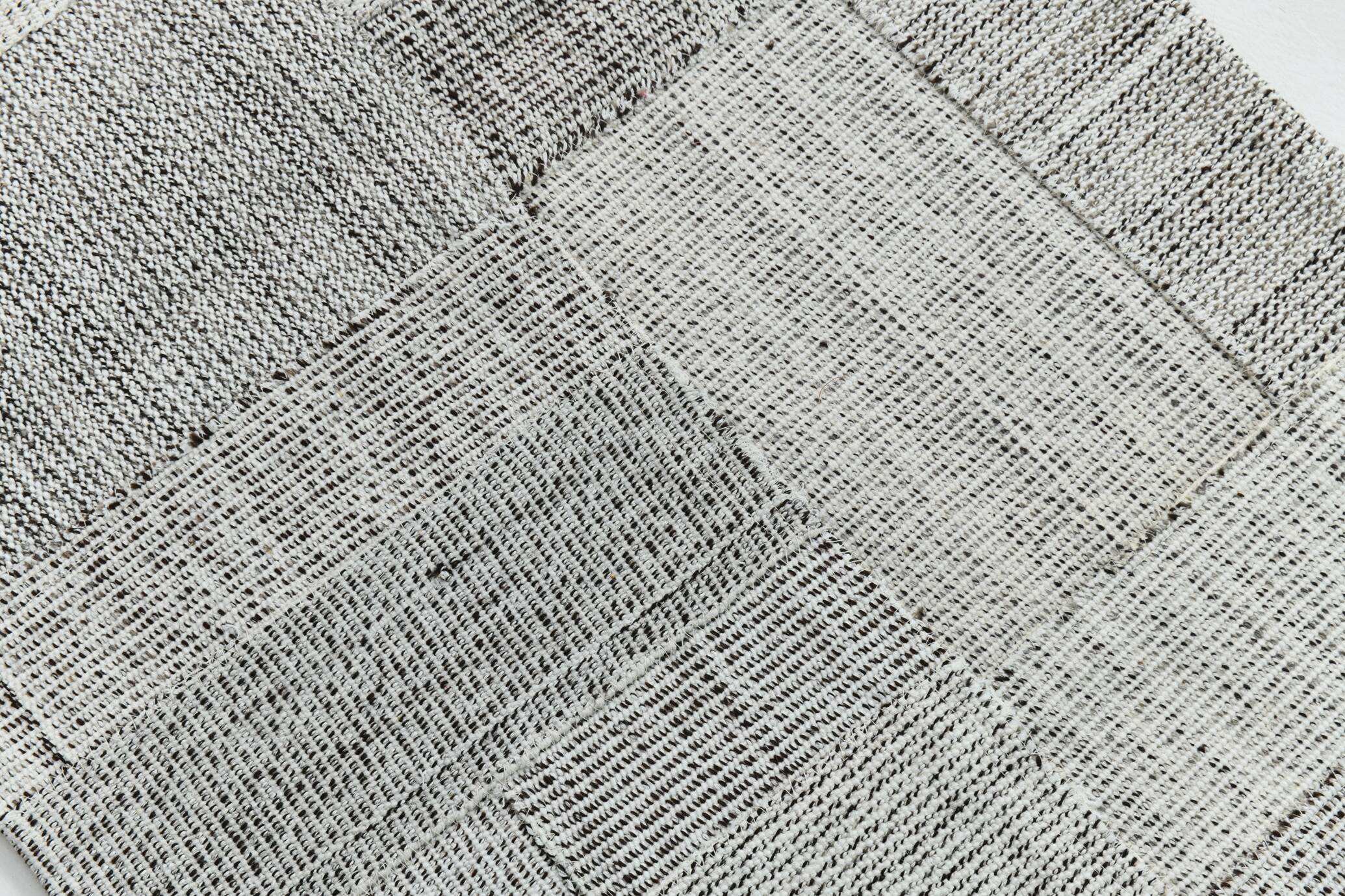 2x8 Kilim White Black Solid Kilim Runner Rug, 72x254Cm