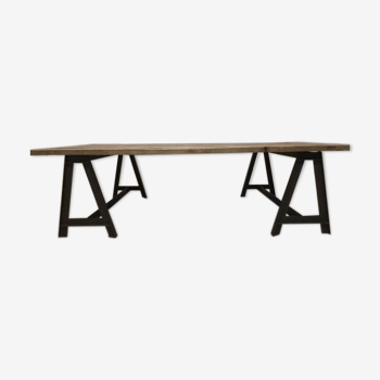 Wooden coffee table, industrial style