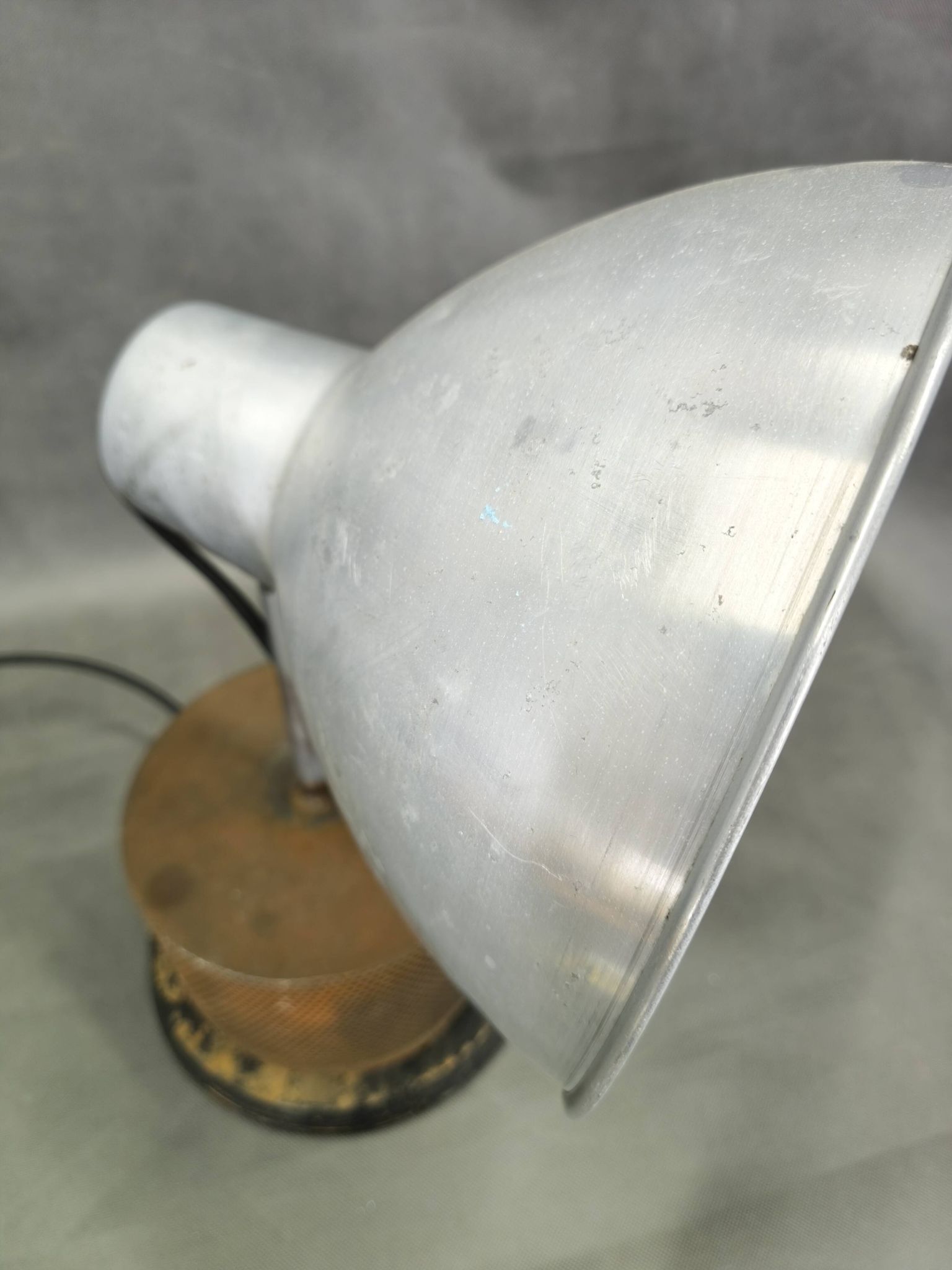 1940 industrial table lamp in aluminium and metal, Czechoslovakia