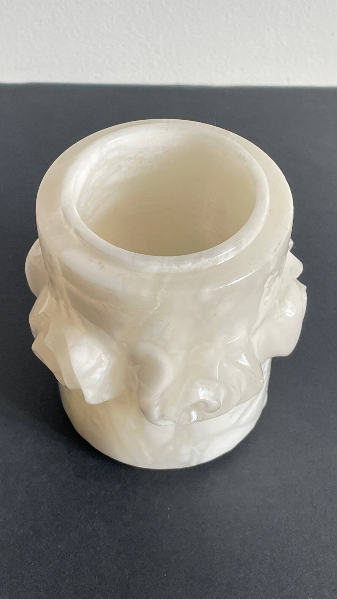 Vintage alabaster stone pencil pot