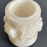 Vintage alabaster stone pencil pot