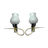 Paire d'appliques opaline
