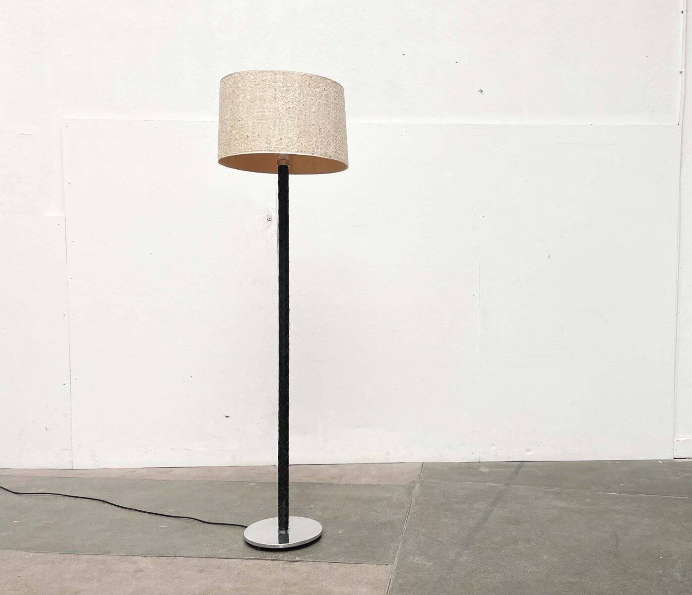 Leather floor lamp Model Flet modern Danish mid-century by Jo Hammerborg for Fog & Mørup, 1960s
