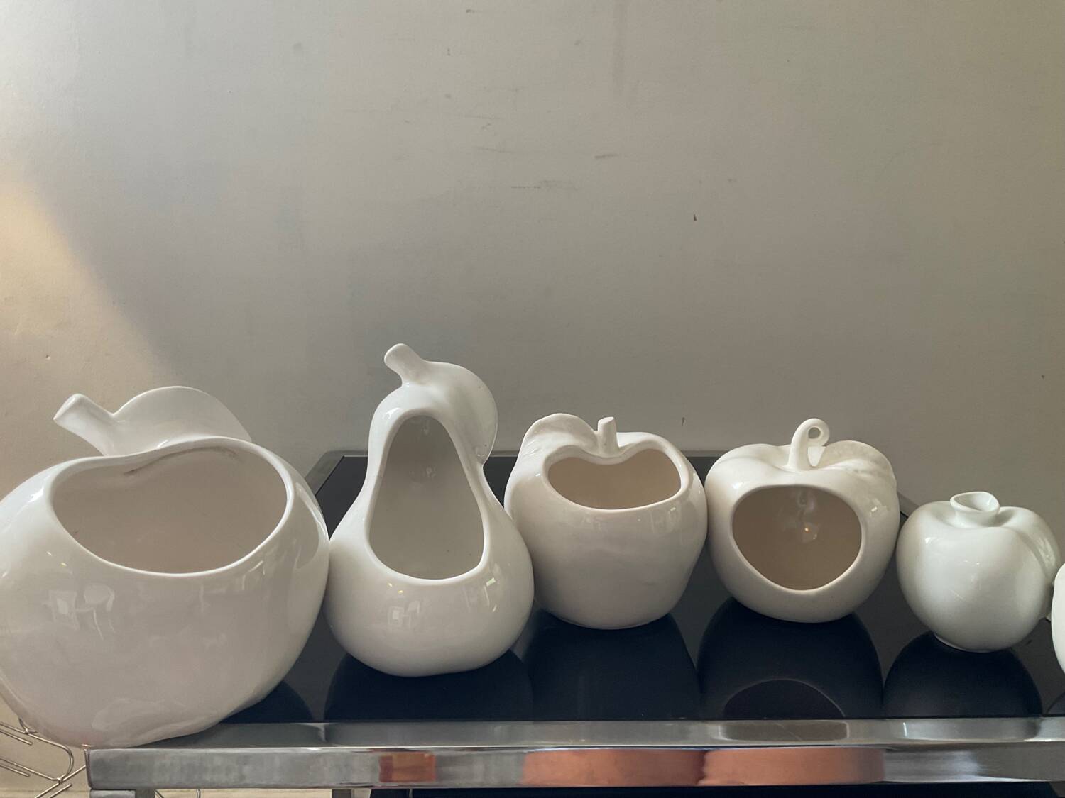 Set of 6 vintage ceramic fruit vases/cachepots