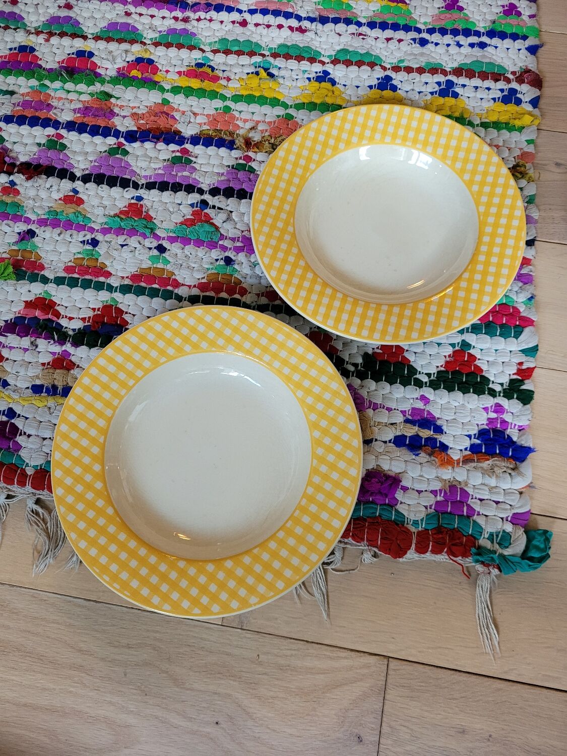 Set of 2 hollow plates opaque porcelain