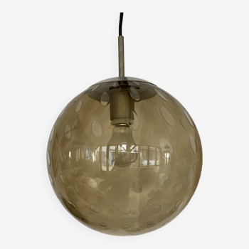RAAK amber bubbled glass globe pendant light, 1960s