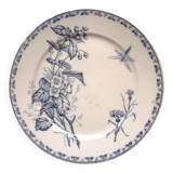 Terre de Fer dessert plate, Carmen de Sarreguemines: Flowers & Dragonfly, N5
