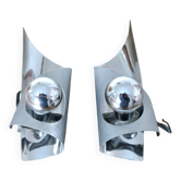 Paire d'appliques space âge "flammes" en métal chromé 1970