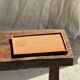 Rectangular solid teak plateau with carved edges 27x18.