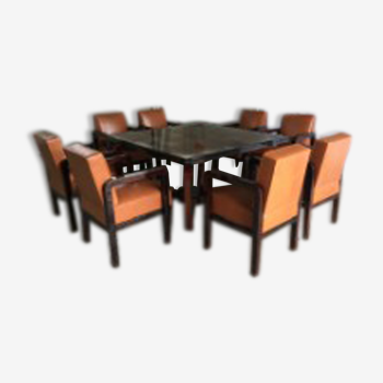 Table et ses 8 fauteuils art déco
