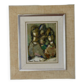 Portrait d'enfant suédois original du milieu du siècle par erik brandt - vintage et encadré