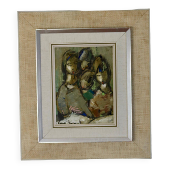 Portrait d'enfant suédois original du milieu du siècle par erik brandt - vintage et encadré