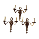 Suite de 3 appliques anciennes en bronze